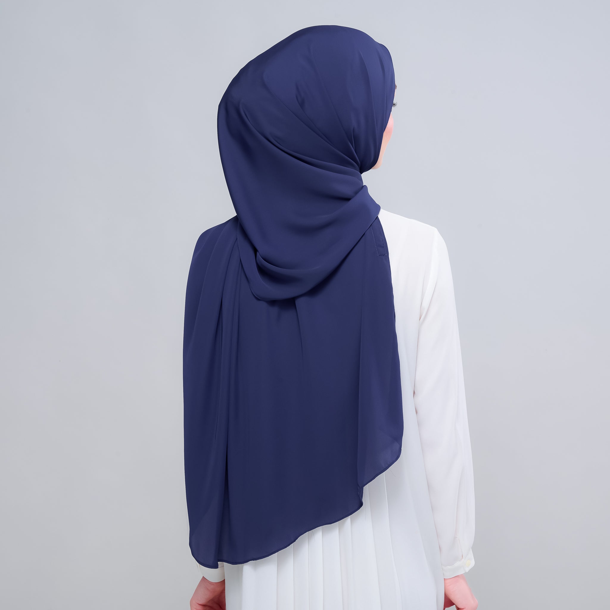 Instant Tag 'n Go Chiffon Silk Shawl - Navy Blue