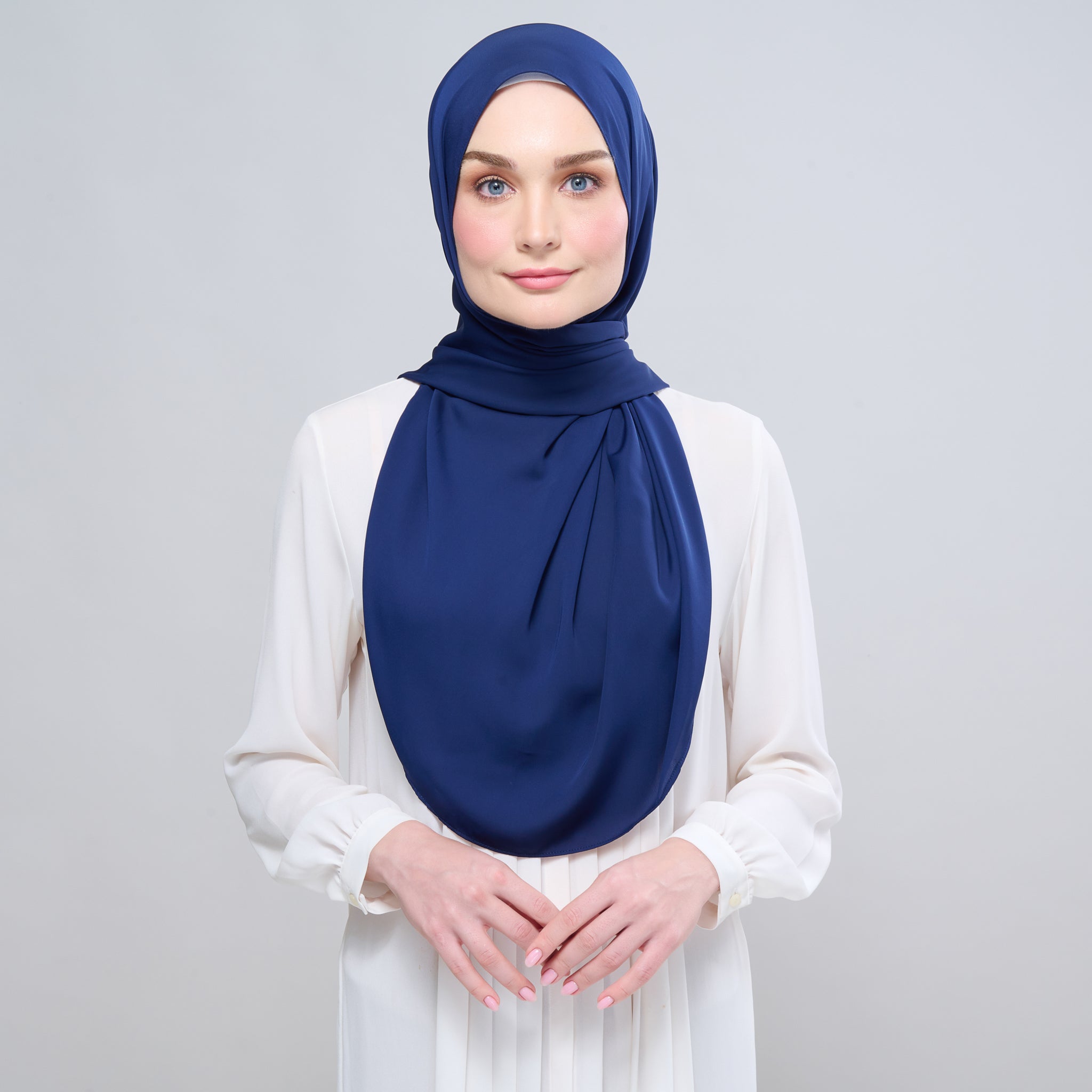 Instant Tag 'n Go Chiffon Silk Shawl - Navy Blue