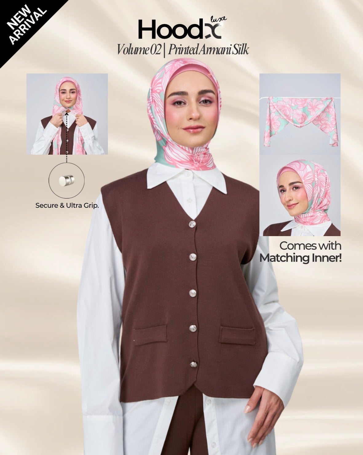 [★New] HoodX Printed Set in Jade Rose