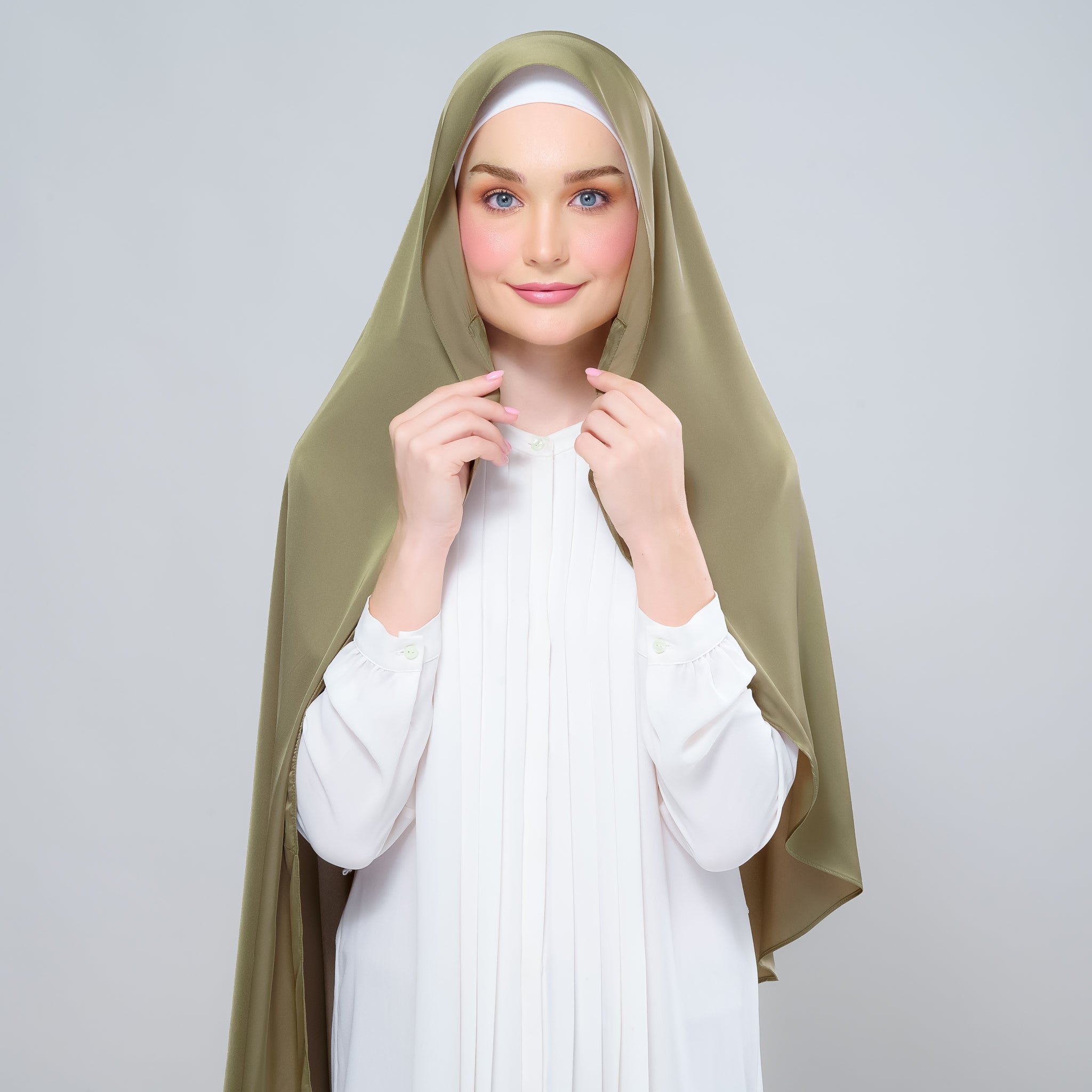 Instant Tag 'n Go Satin Bulle Shawl - Olive Green