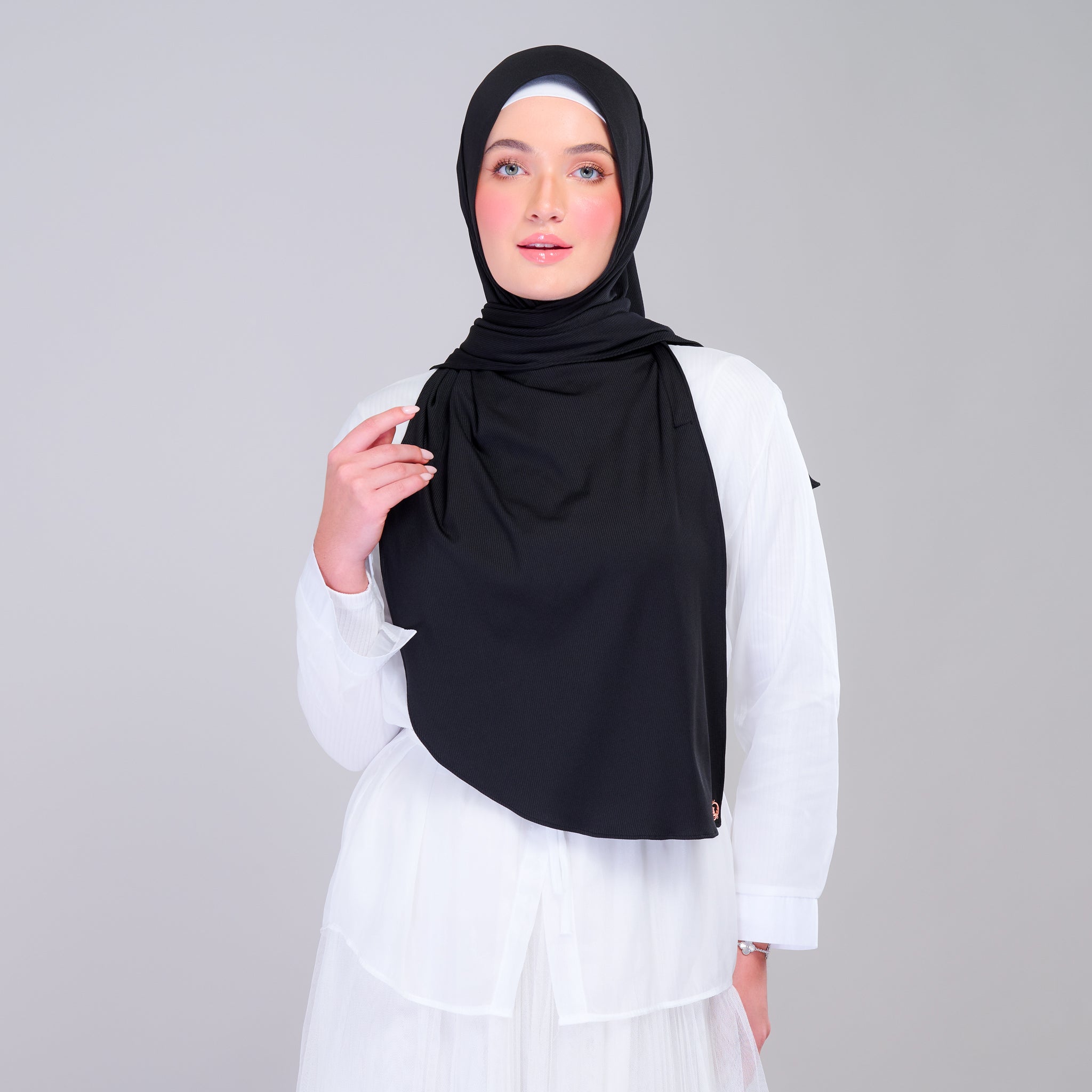 Instant Tag 'n Go Ribbed Jersey Shawl - Black