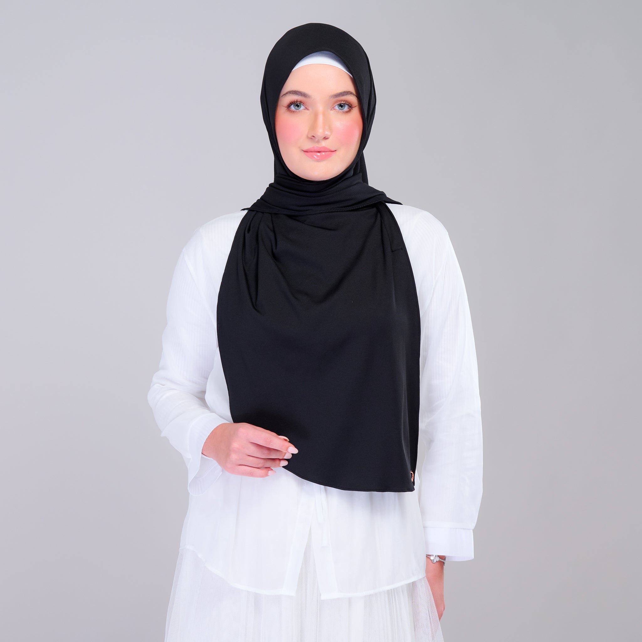 Instant Tag 'n Go Ribbed Jersey Shawl - Black