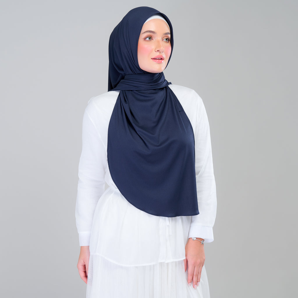 Instant Tag 'n Go Ribbed Jersey Shawl - Deep Blue
