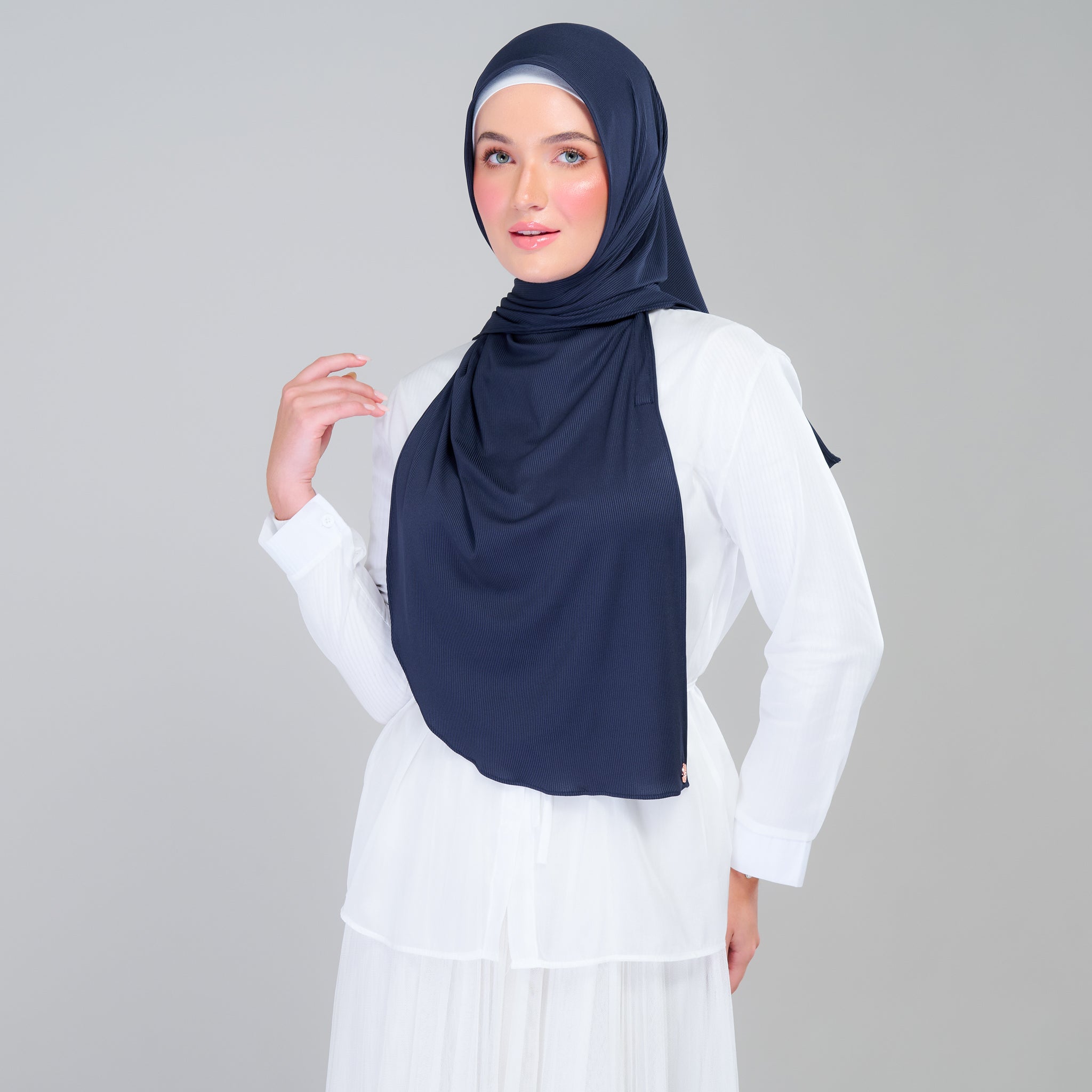 Instant Tag 'n Go Ribbed Jersey Shawl - Deep Blue