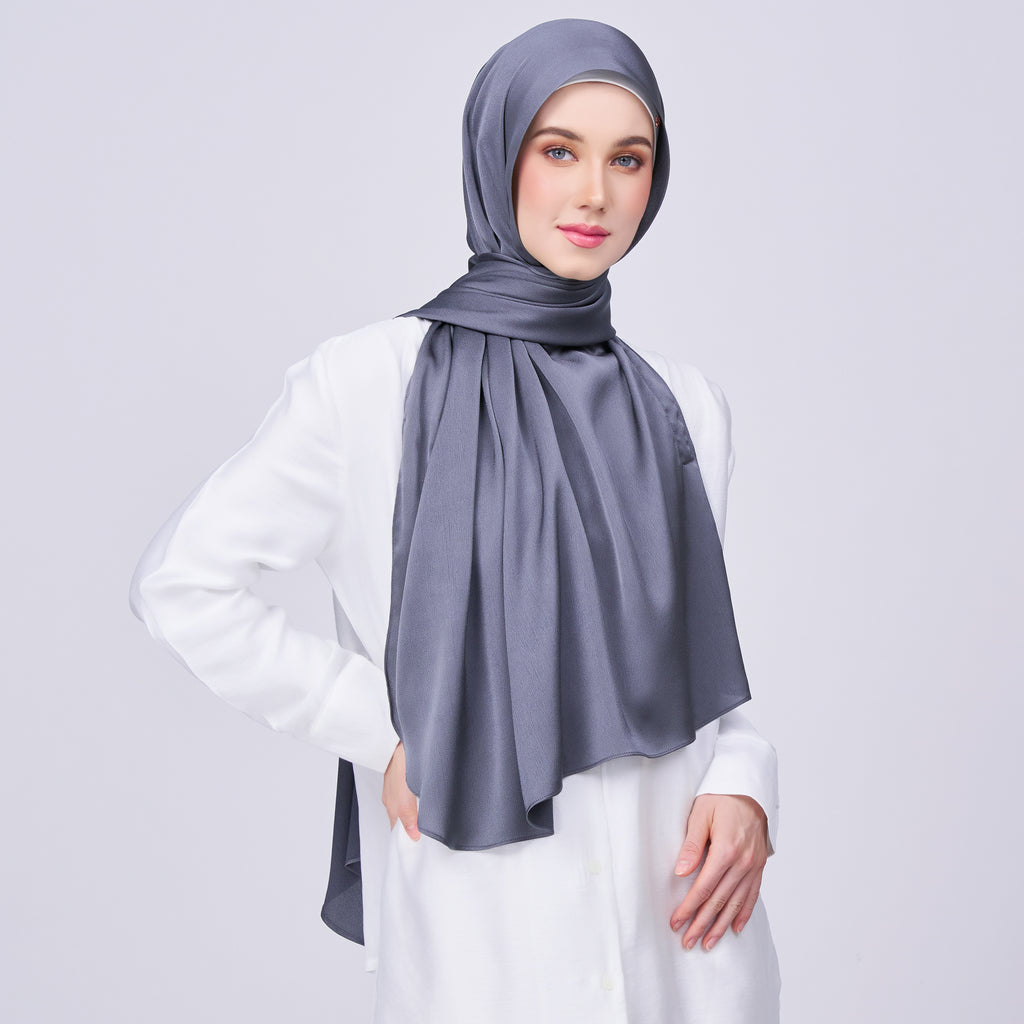 Instant Tag 'n Go Satin Bulle Shawl - Ebony Grey