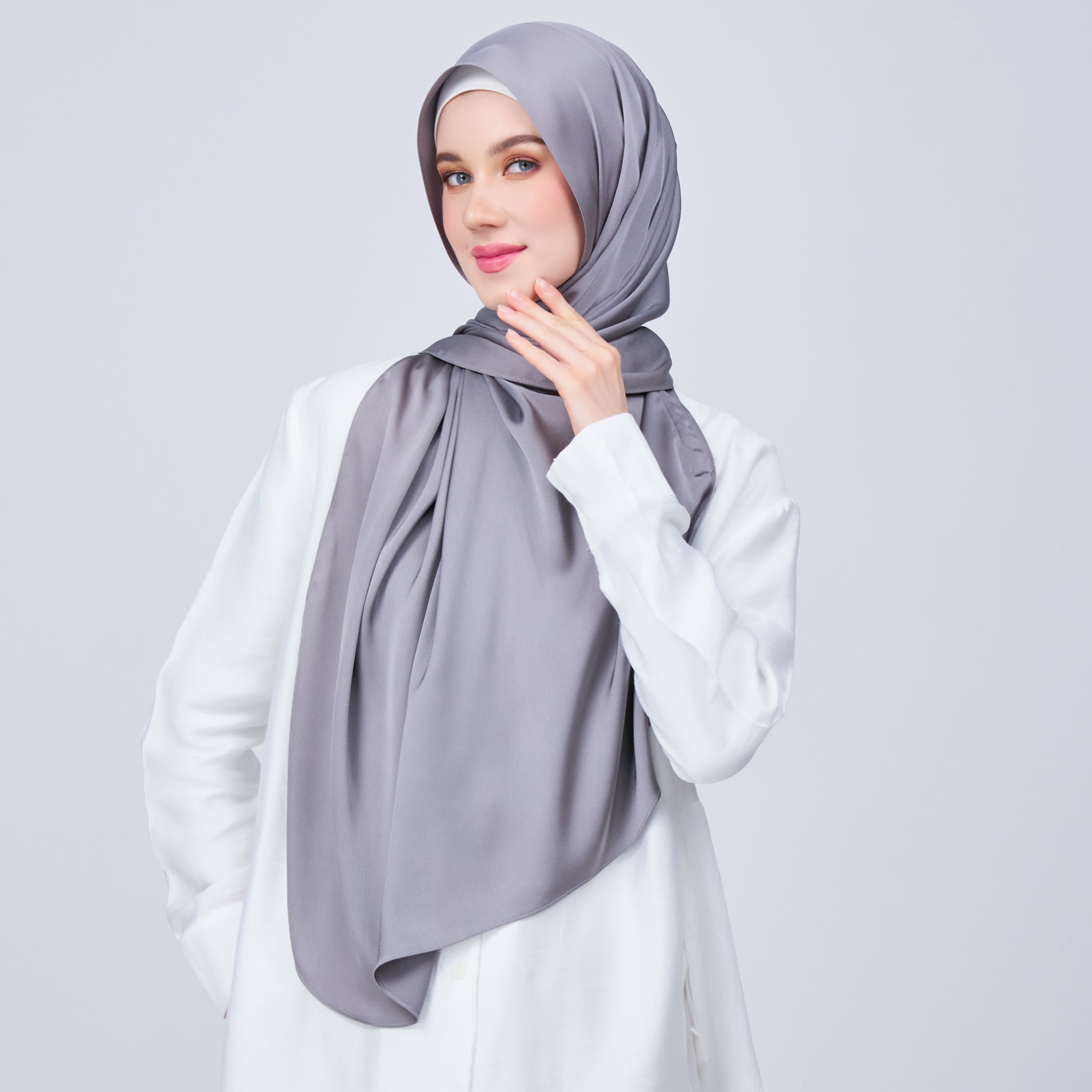 Instant Tag 'n Go Satin Bulle Shawl - Stone Grey