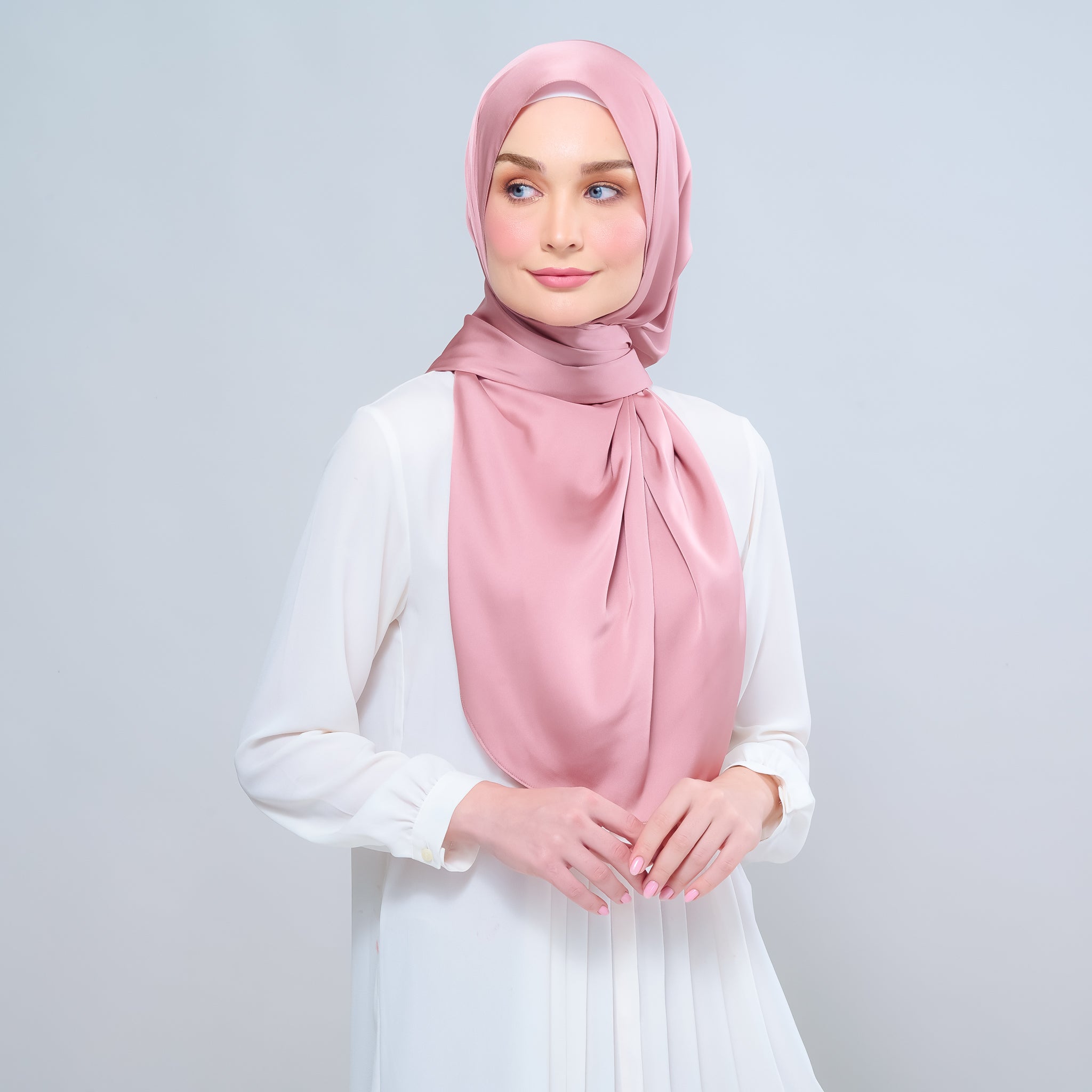Instant Tag 'n Go Satin Bulle Shawl - Dusty Pink