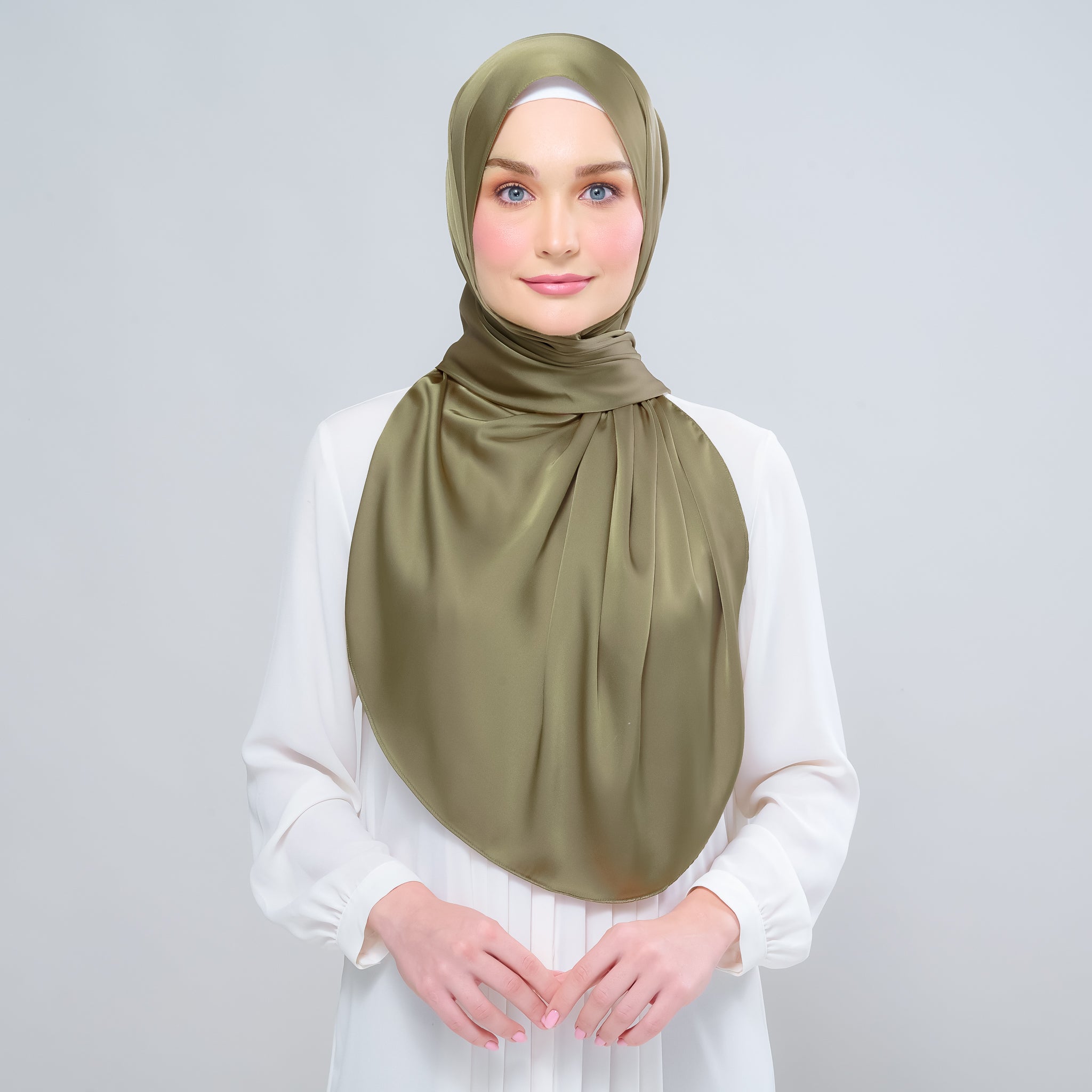 Instant Tag 'n Go Satin Bulle Shawl - Olive Green
