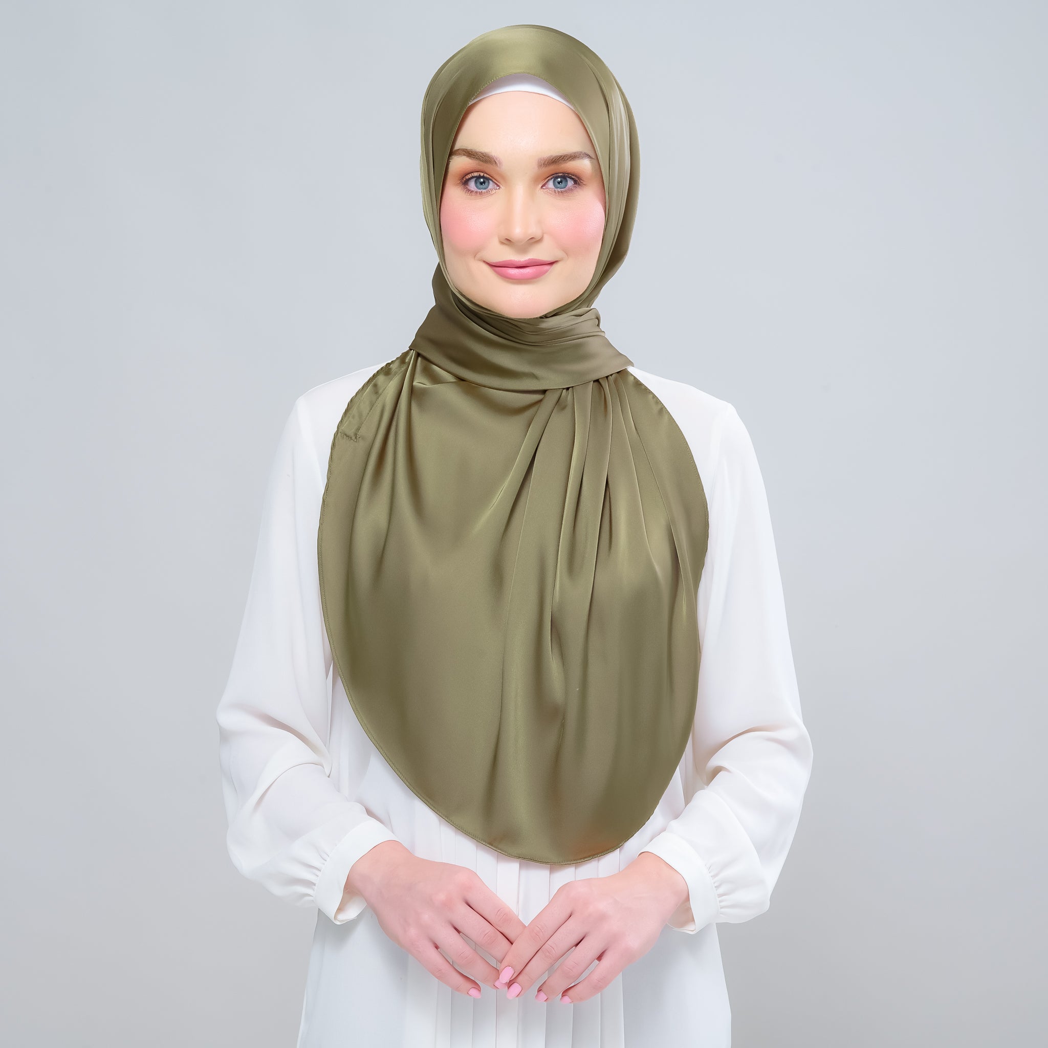 Instant Tag 'n Go Satin Bulle Shawl - Olive Green