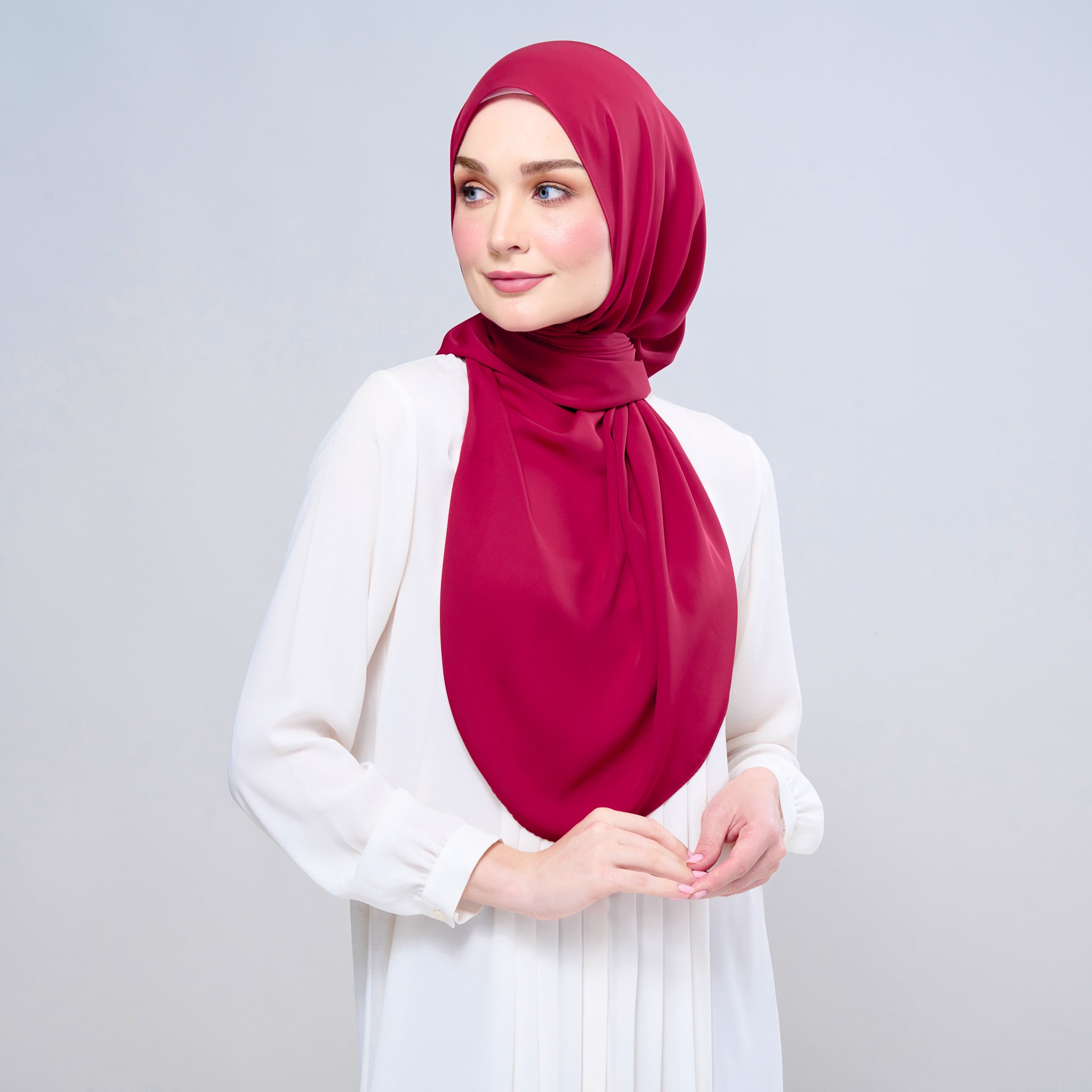 Instant Tag 'n Go Chiffon Silk Shawl - Cherry