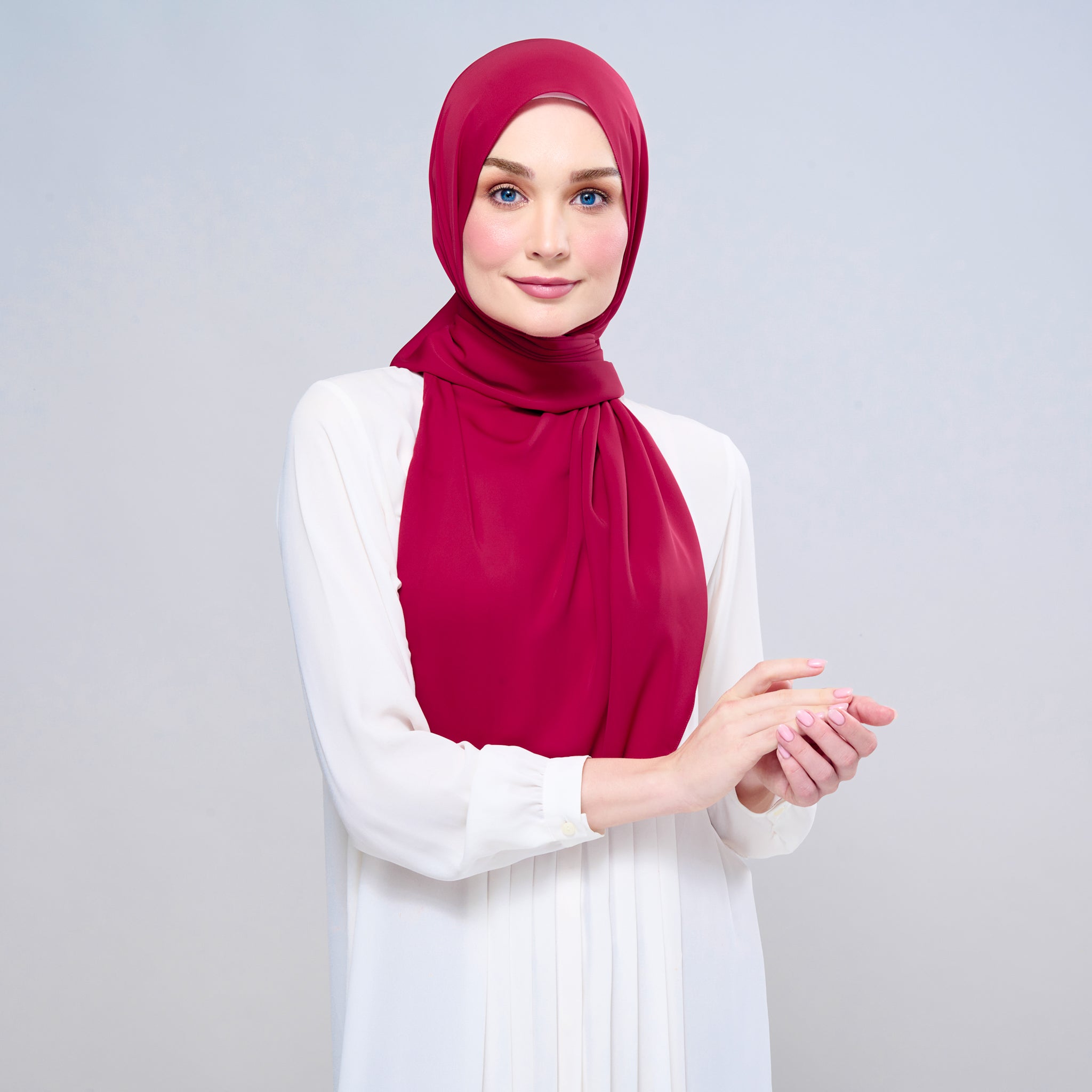 Instant Tag 'n Go Chiffon Silk Shawl - Cherry