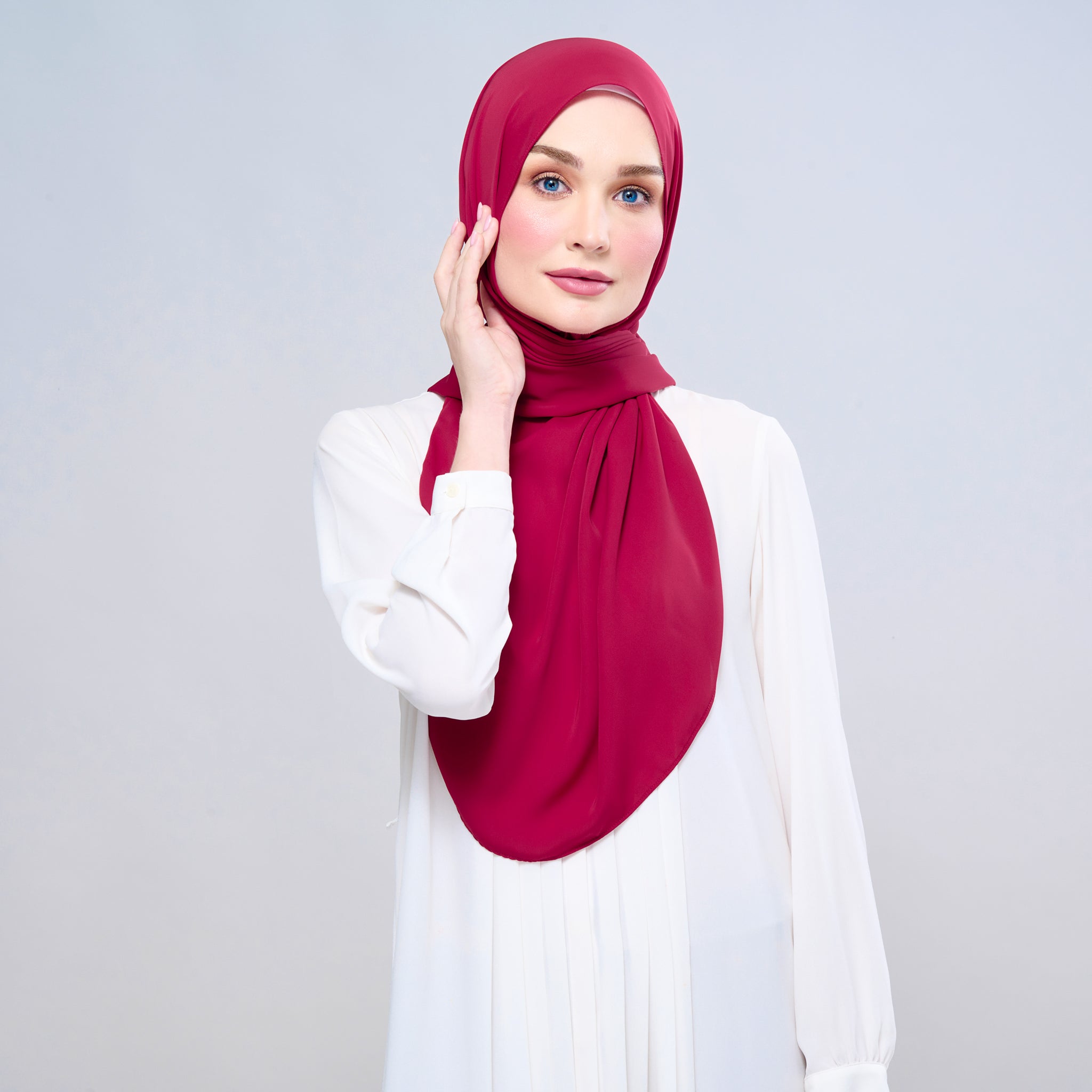 Instant Tag 'n Go Chiffon Silk Shawl - Cherry
