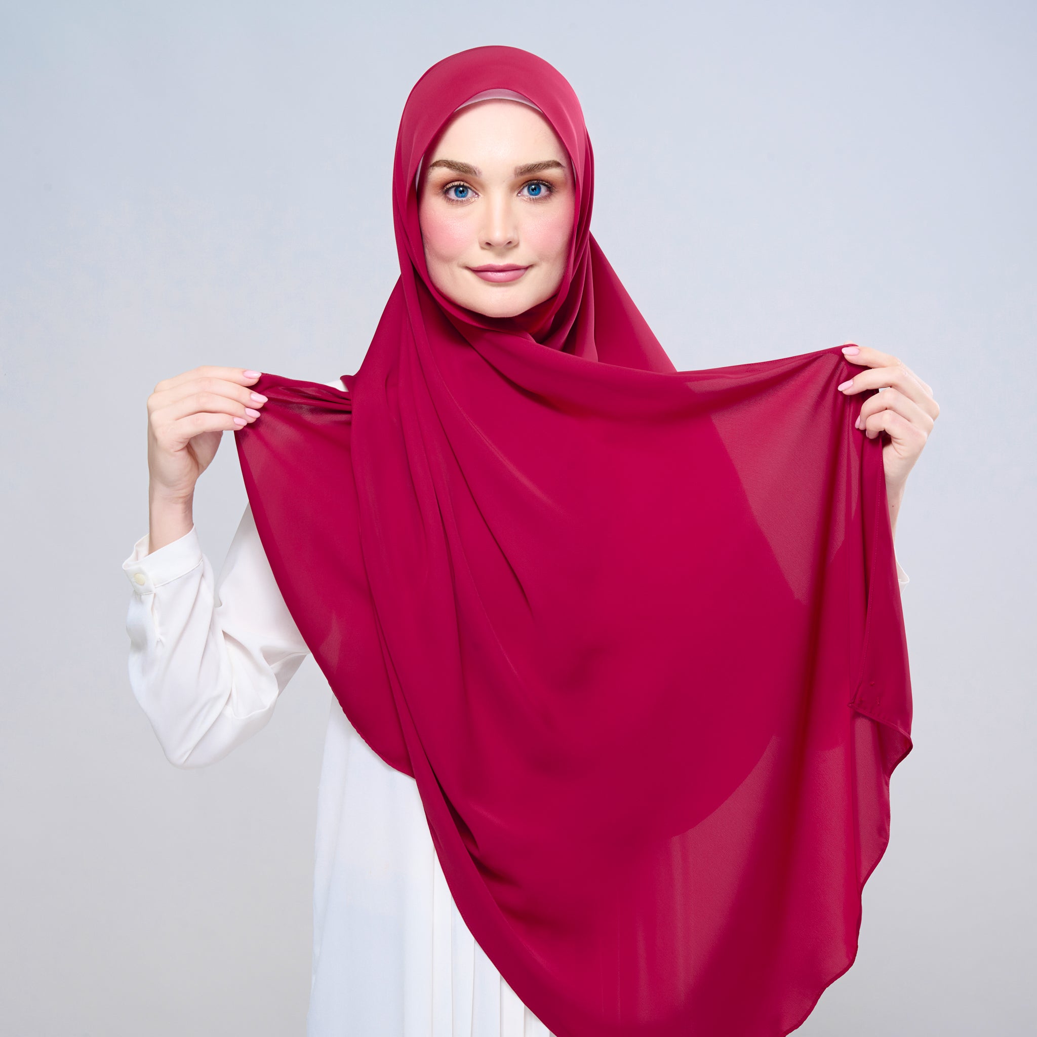 Instant Tag 'n Go Chiffon Silk Shawl - Cherry