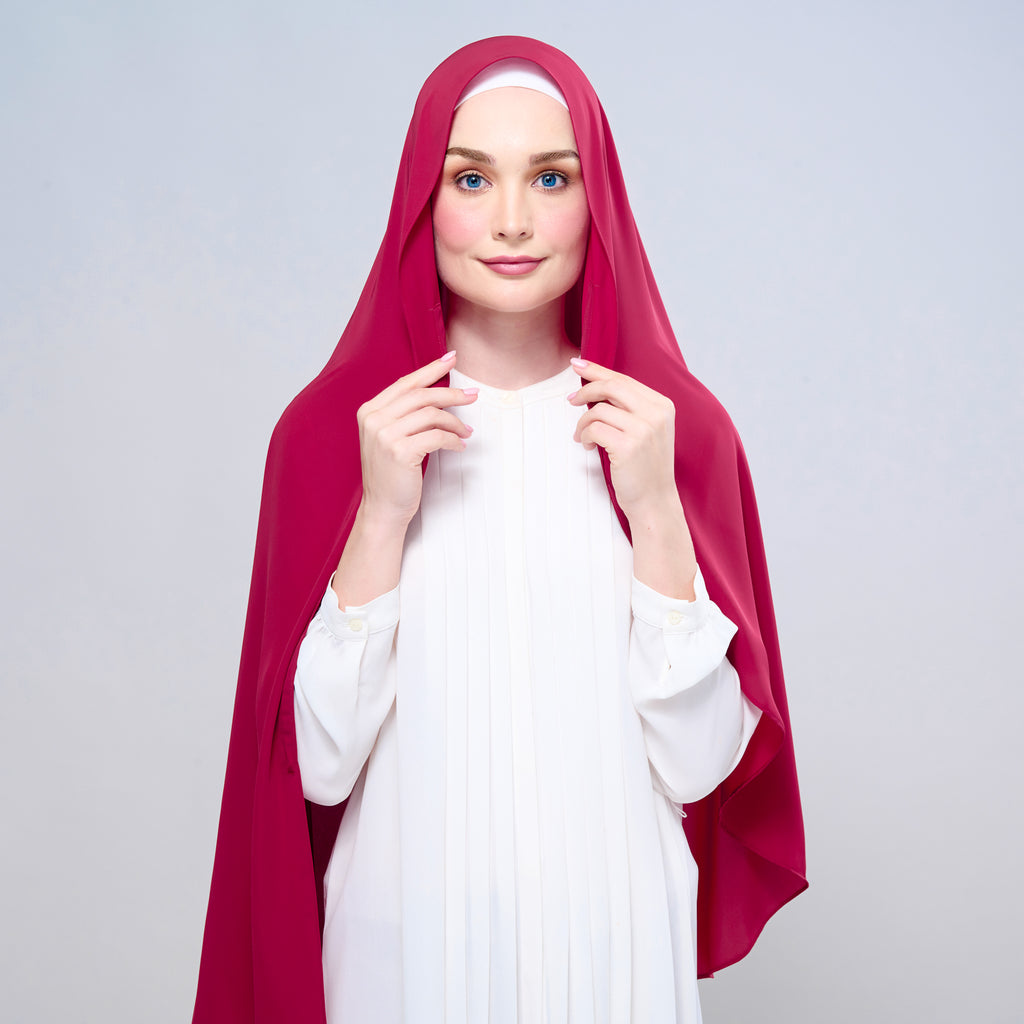 Instant Tag 'n Go Chiffon Silk Shawl - Cherry