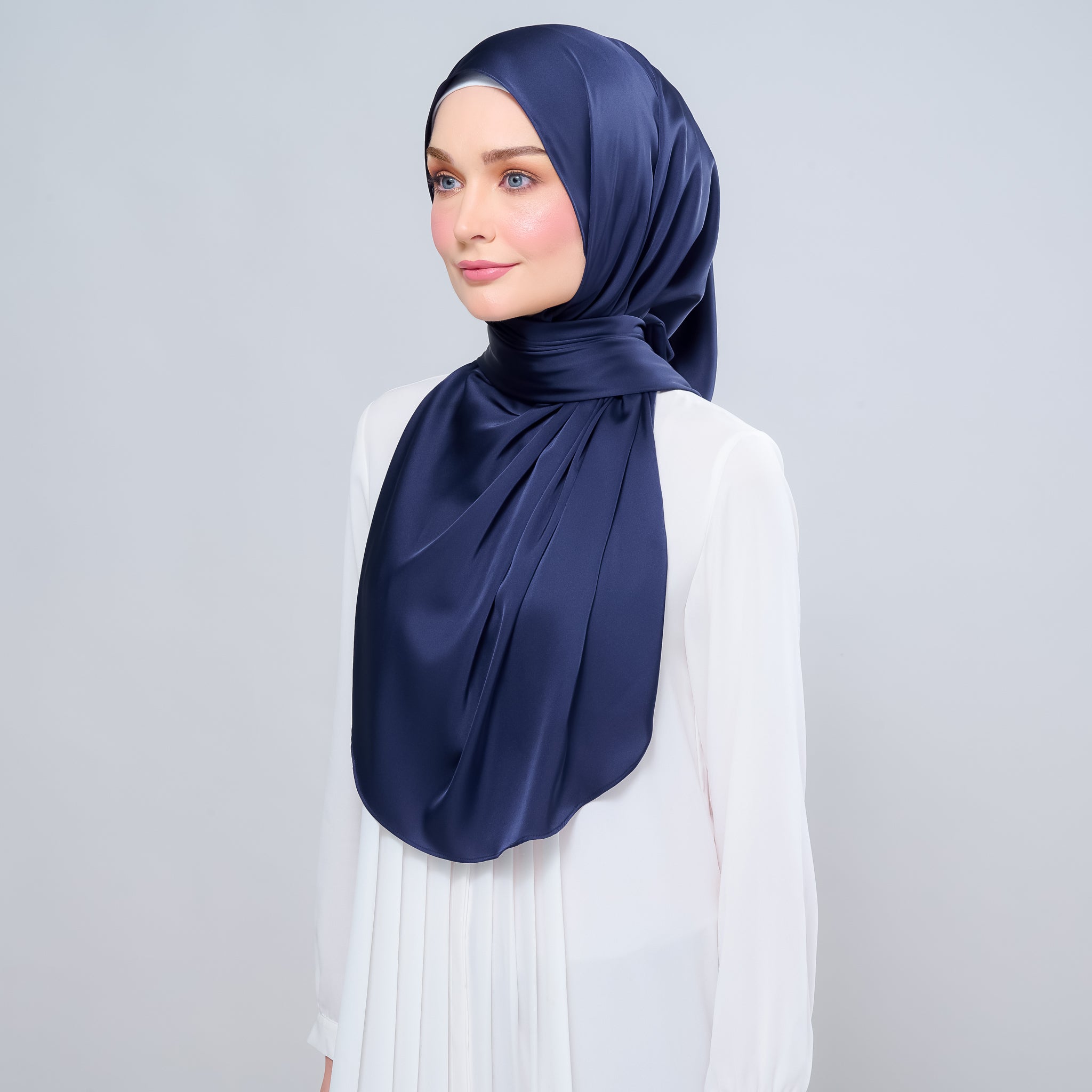 Instant Tag 'n Go Satin Silk Shawl - Deep Blue
