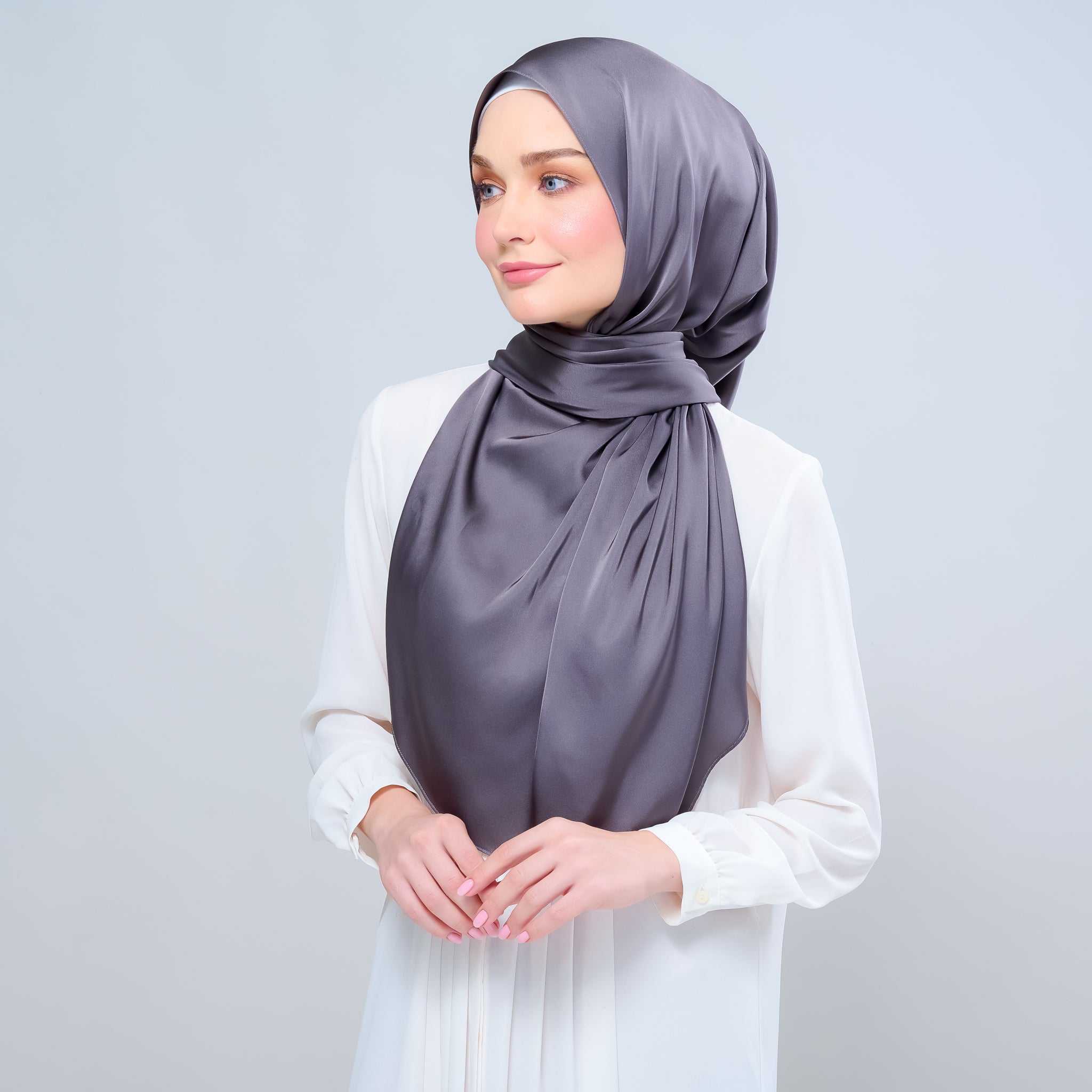 Instant Tag 'n Go Satin Silk Shawl - Deep Grey