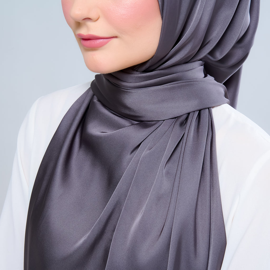 Instant Tag 'n Go Satin Silk Shawl - Deep Grey