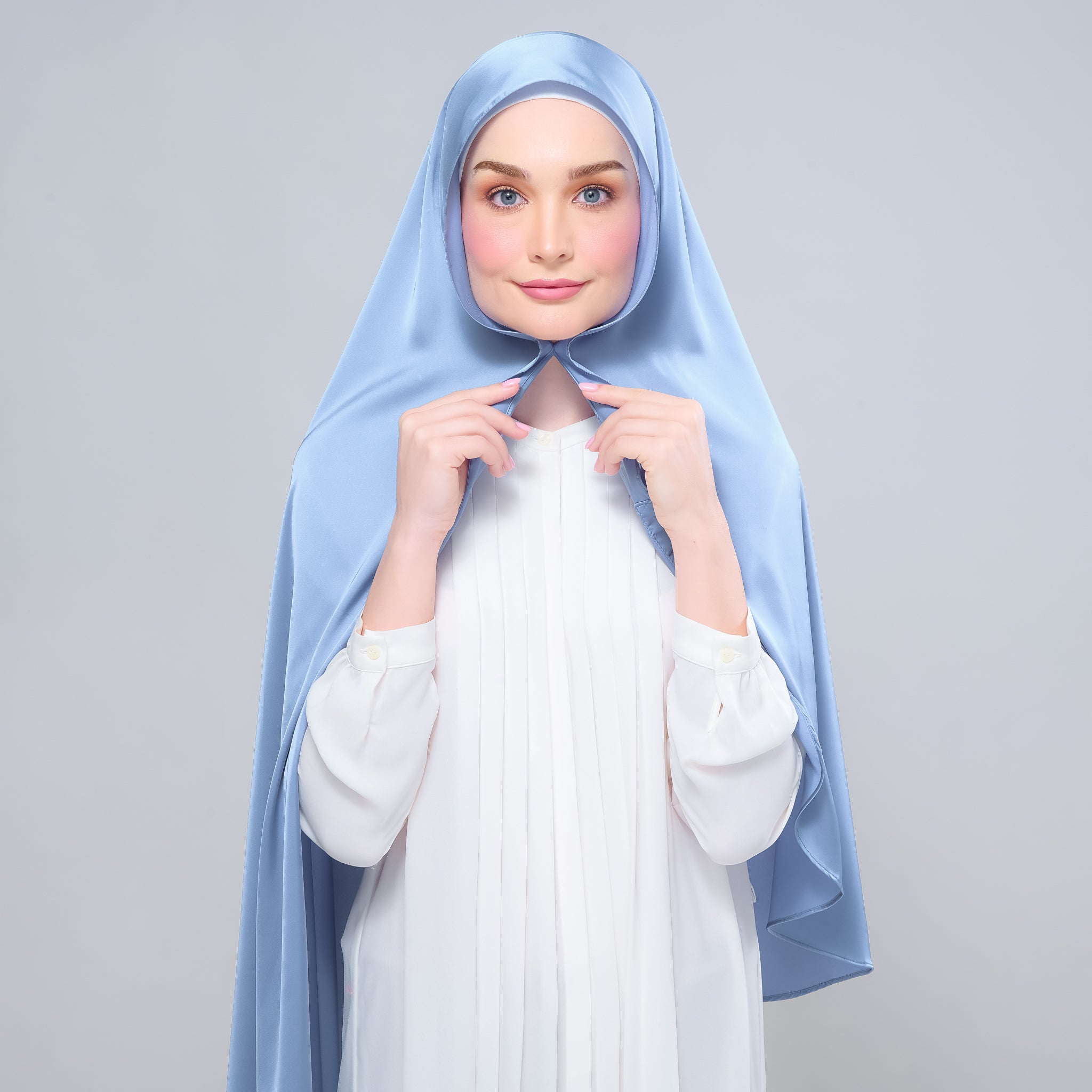 Instant Tag 'n Go Satin Silk Shawl - Dusty Blue