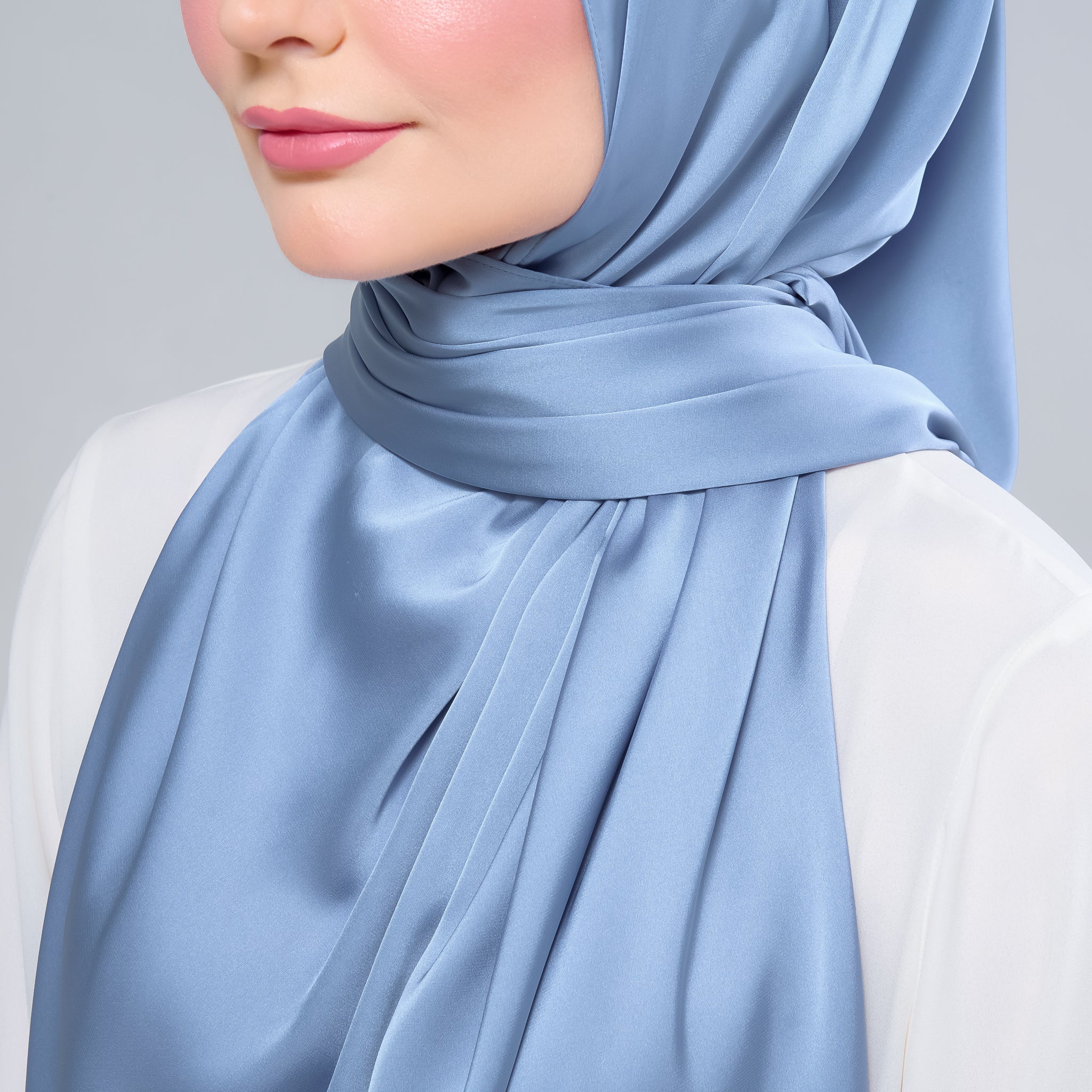 Instant Tag 'n Go Satin Silk Shawl - Dusty Blue