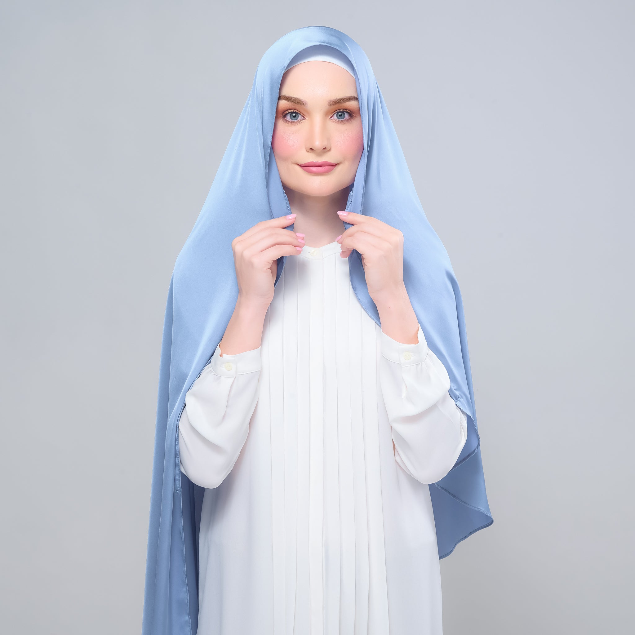 Instant Tag 'n Go Satin Silk Shawl - Dusty Blue