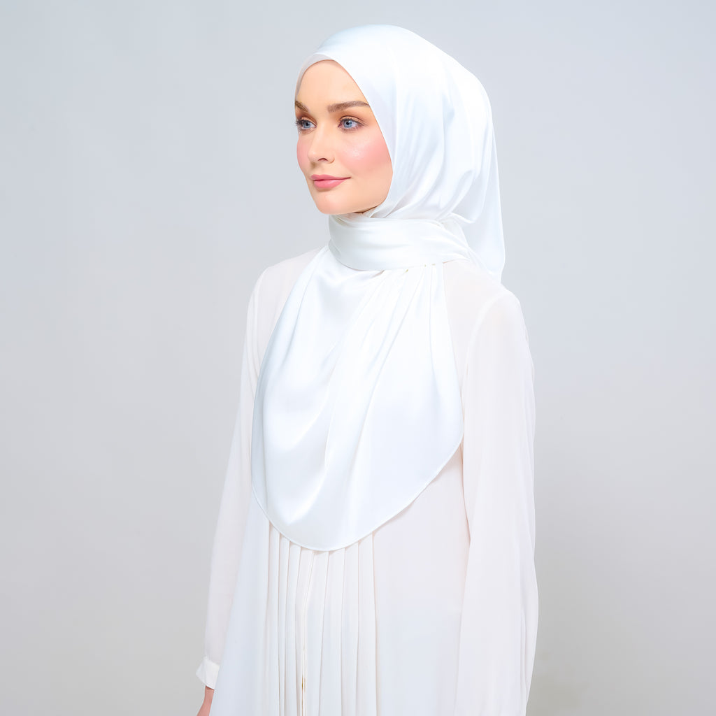 Instant Tag 'n Go Satin Silk Shawl - Bridal White