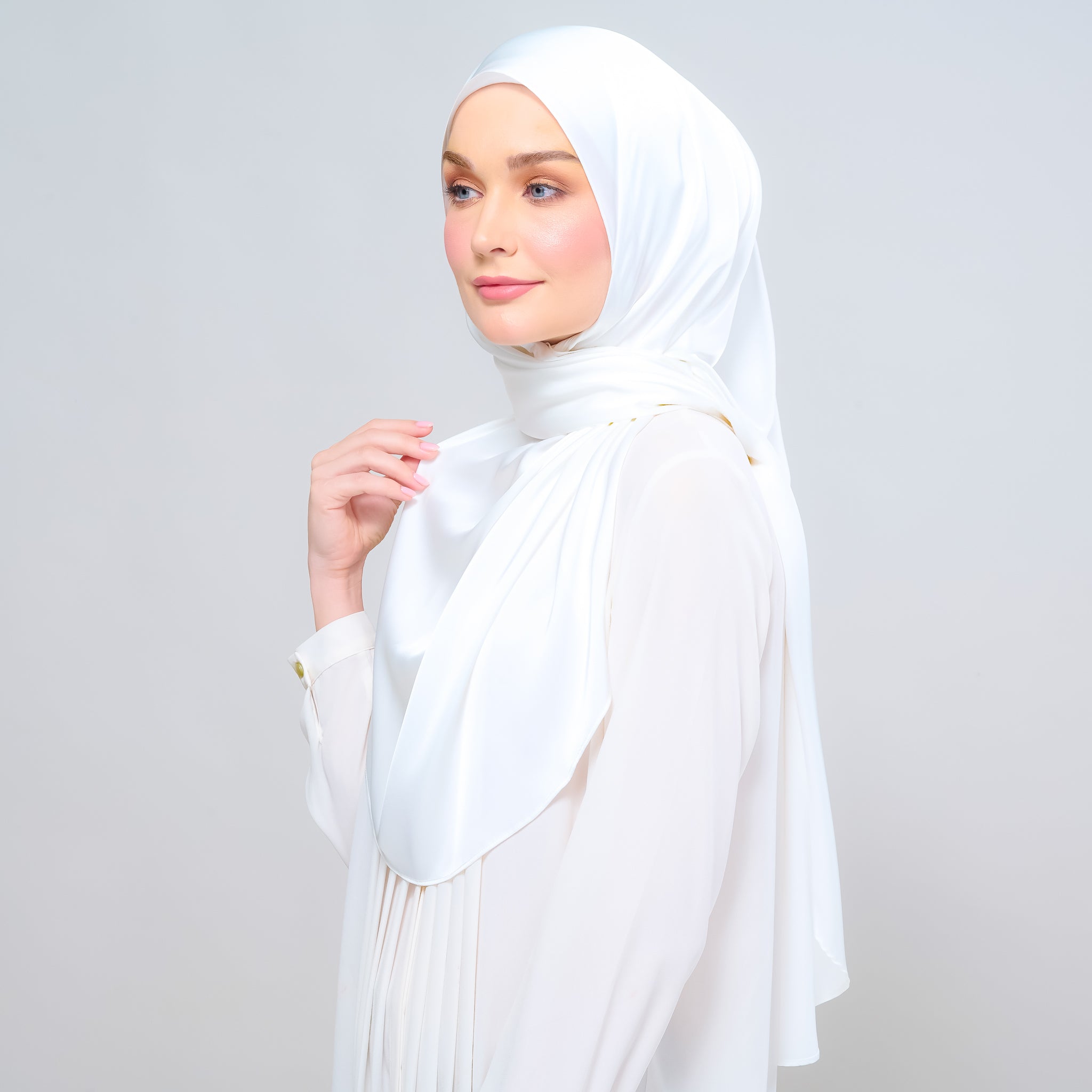 Instant Tag 'n Go Satin Silk Shawl - Bridal White