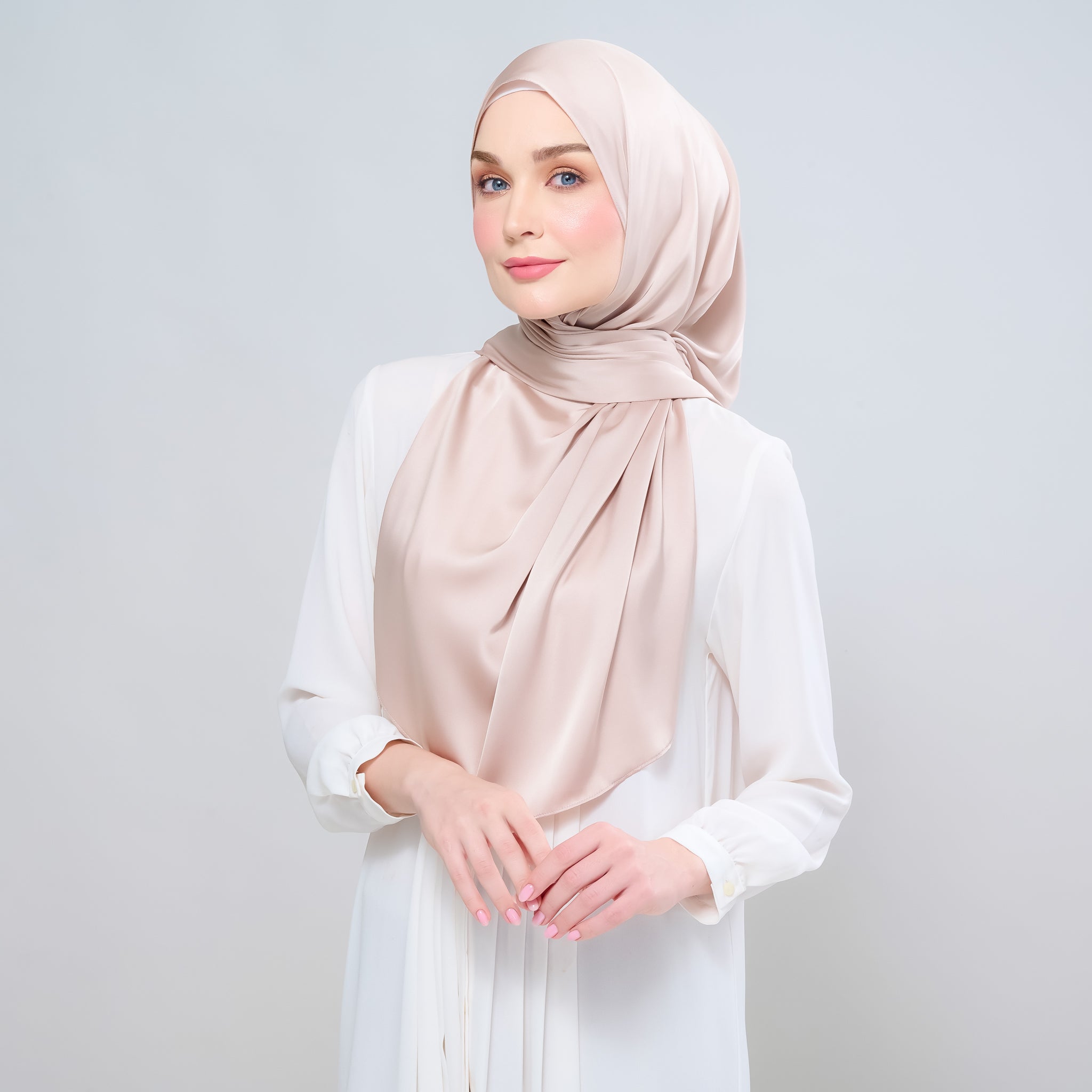 Instant Tag 'n Go Satin Silk Shawl - Linen Taupe