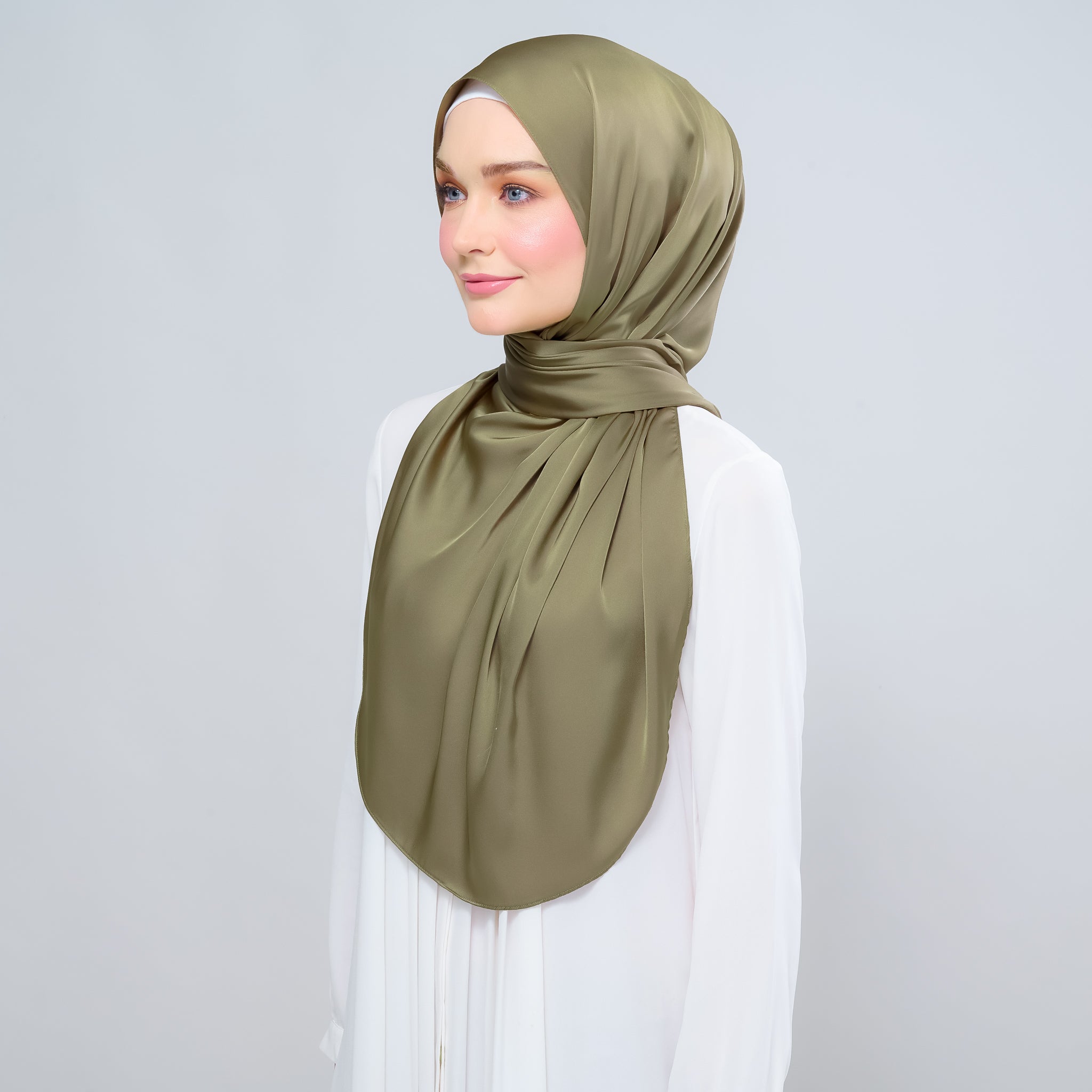 Instant Tag 'n Go Satin Silk Shawl - Olive