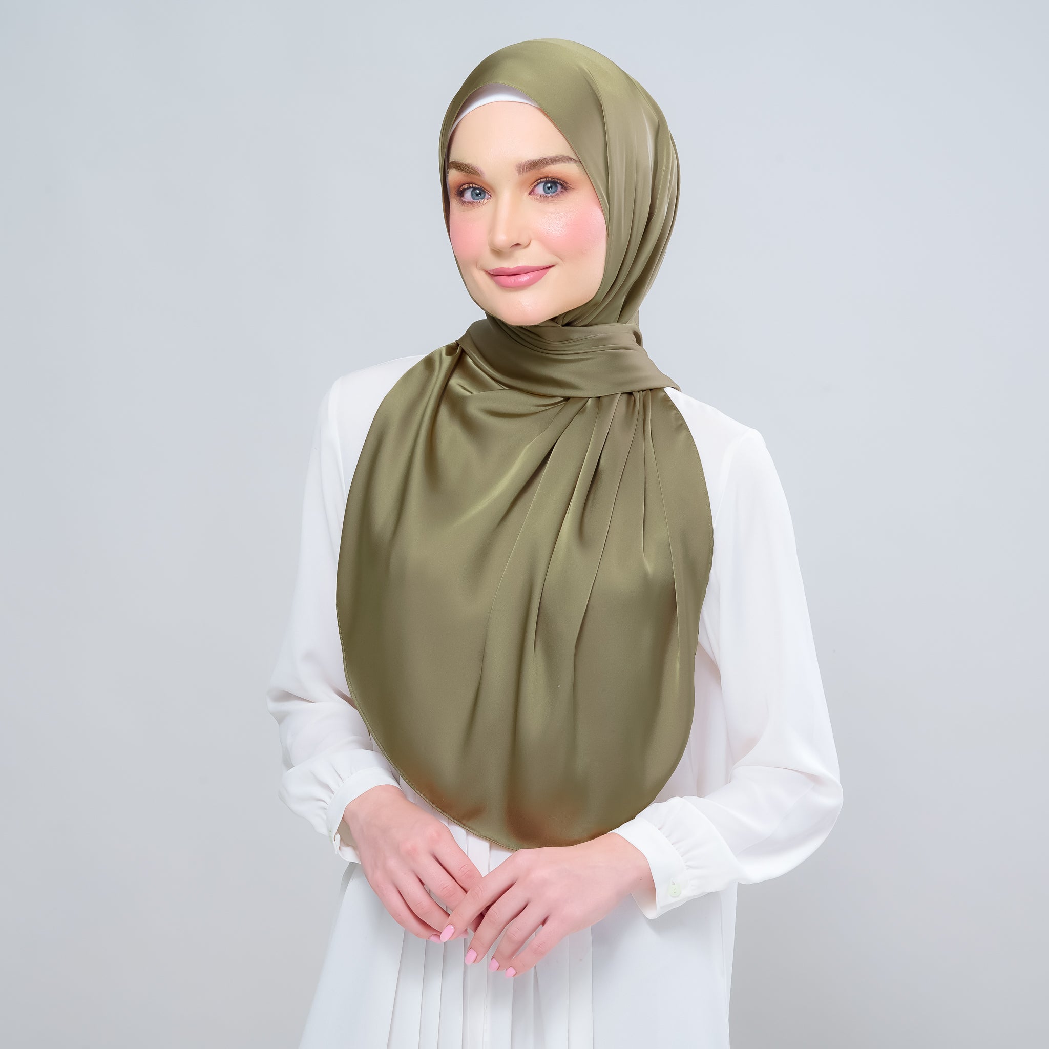Instant Tag 'n Go Satin Silk Shawl - Olive