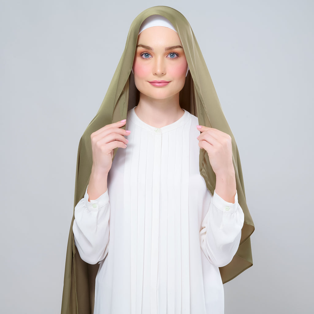 Instant Tag 'n Go Satin Silk Shawl - Olive