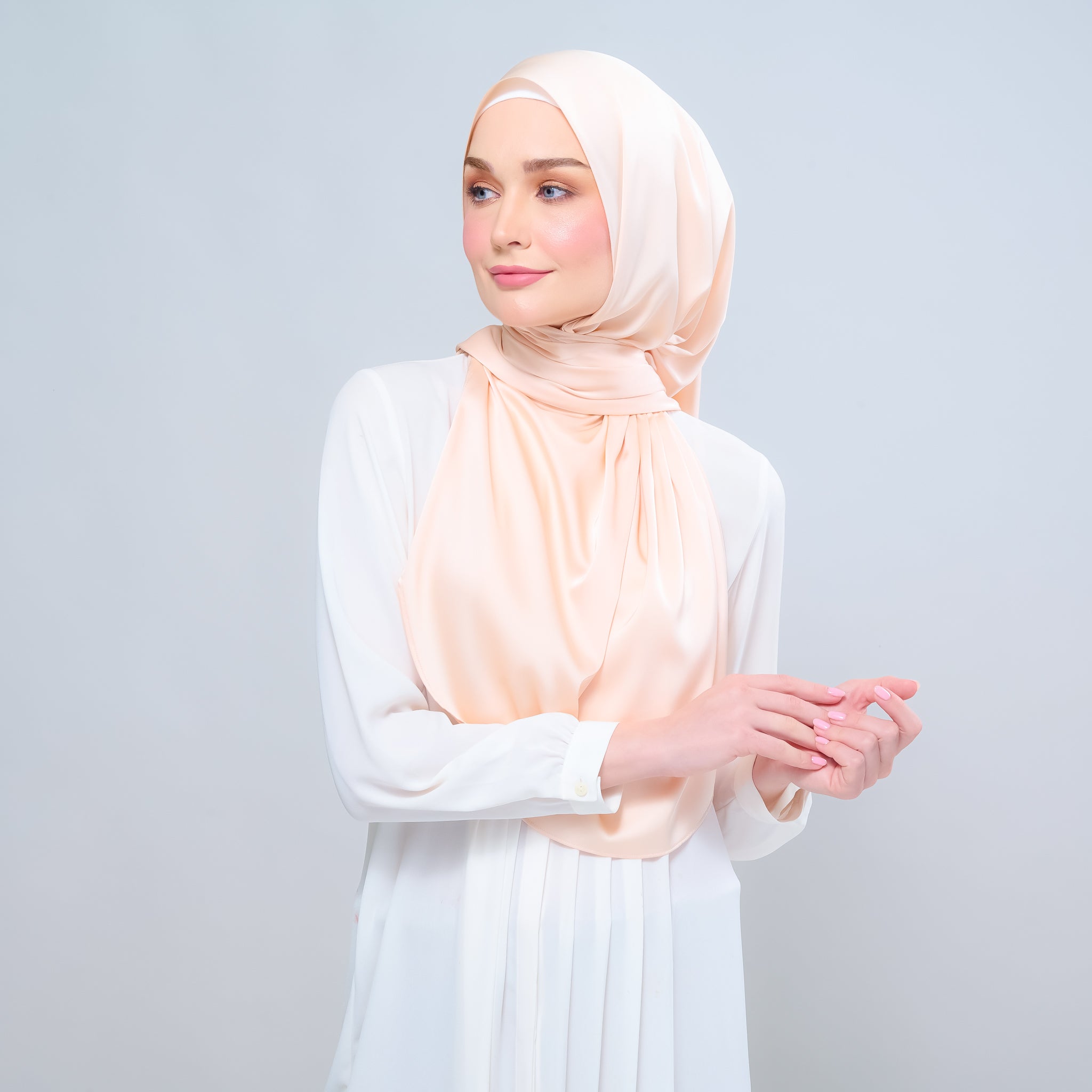 Instant Tag 'n Go Satin Silk Shawl - Soft Apricot