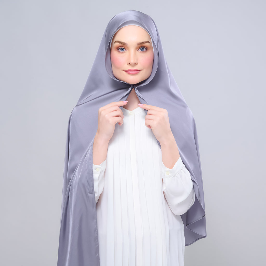 Instant Tag 'n Go Satin Silk Shawl - Titanium Grey