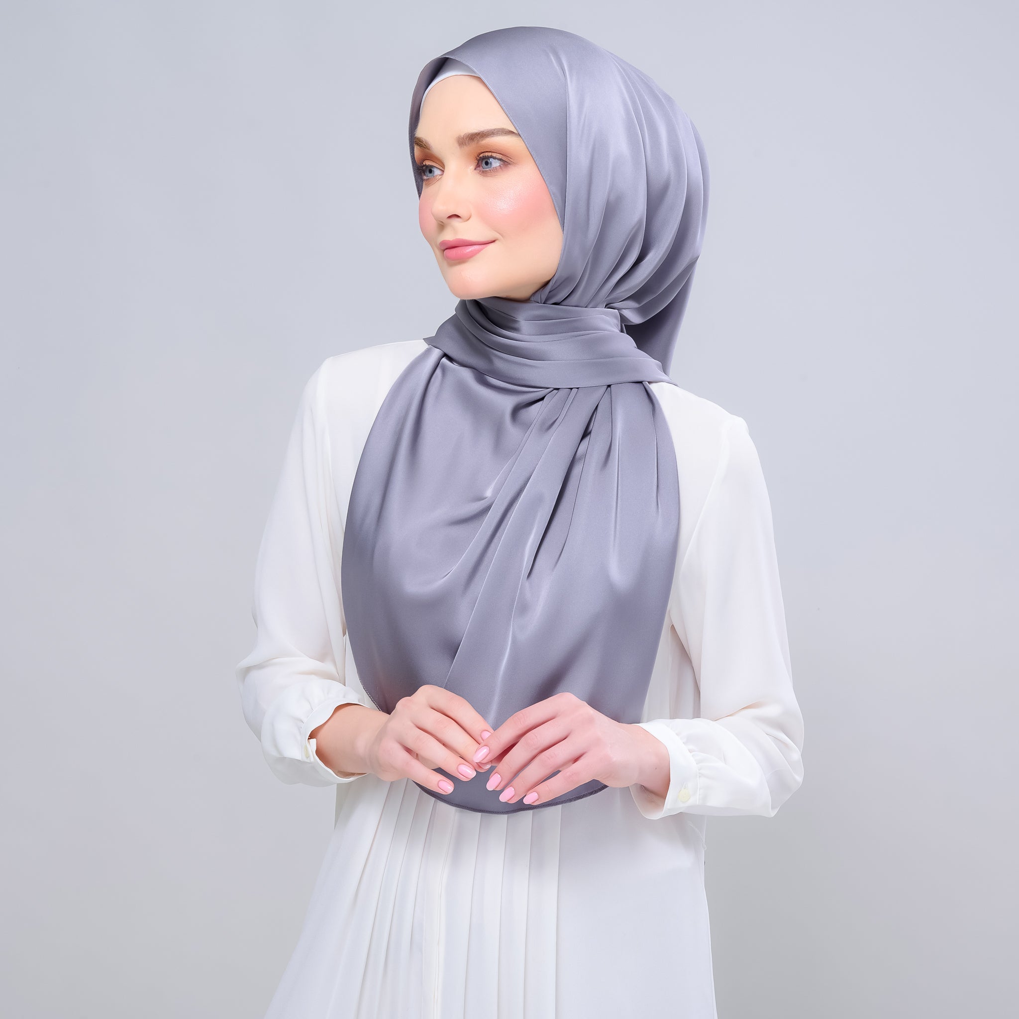 Instant Tag 'n Go Satin Silk Shawl - Titanium Grey