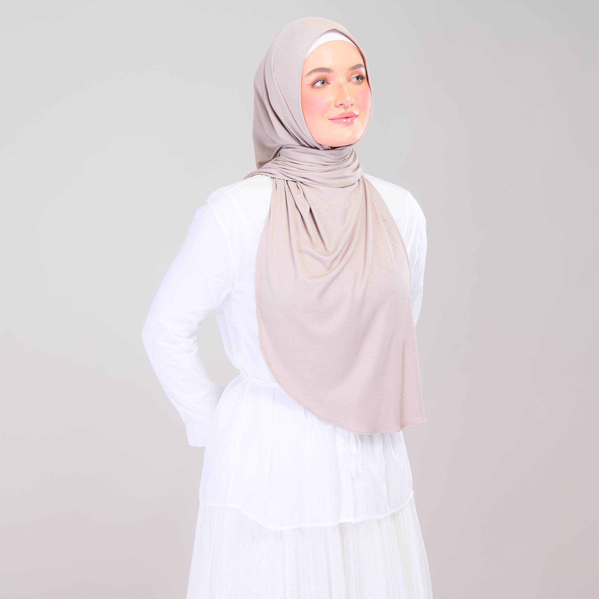 Instant Tag 'n Go Ribbed Jersey Shawl - Natural Sand