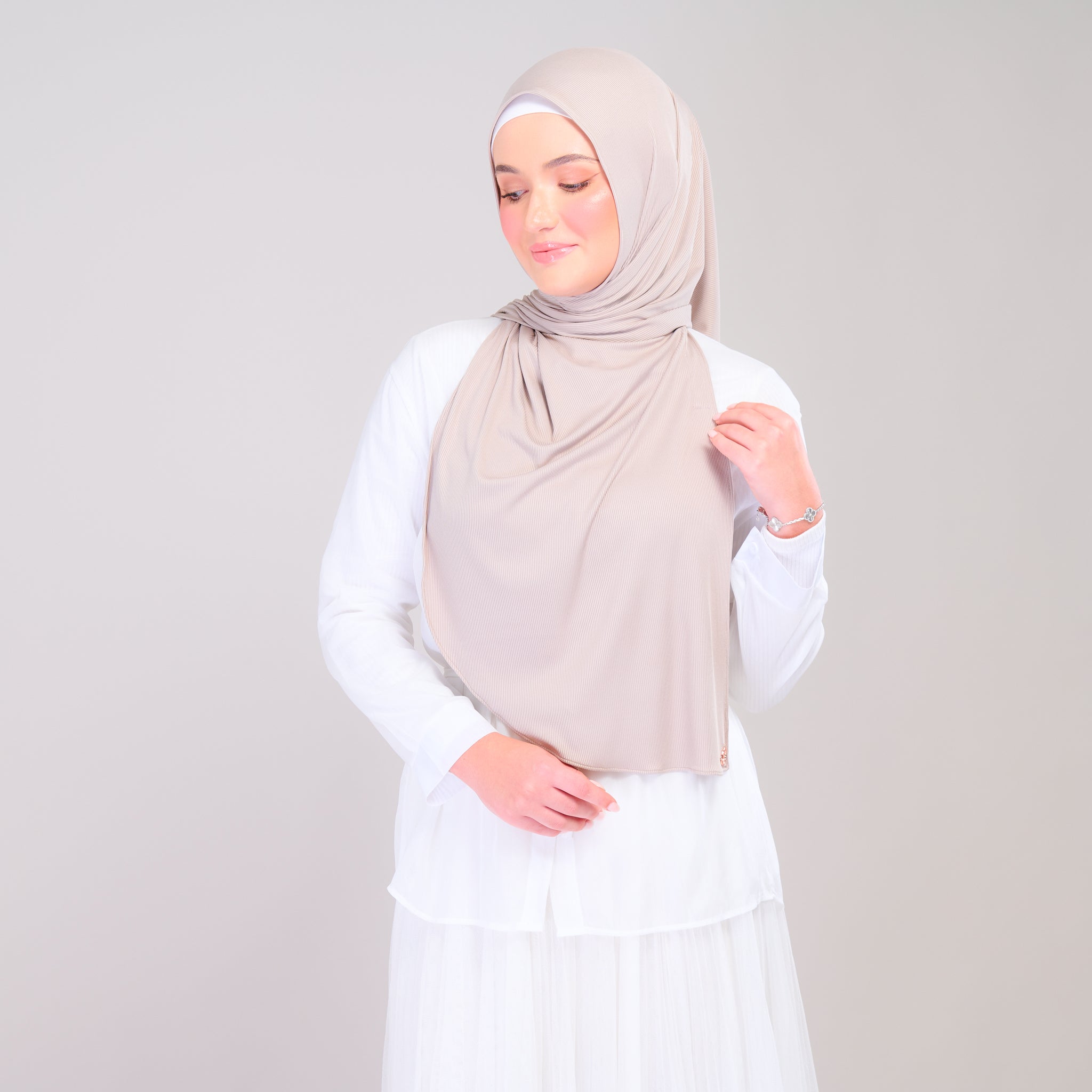 Instant Tag 'n Go Ribbed Jersey Shawl - Natural Sand