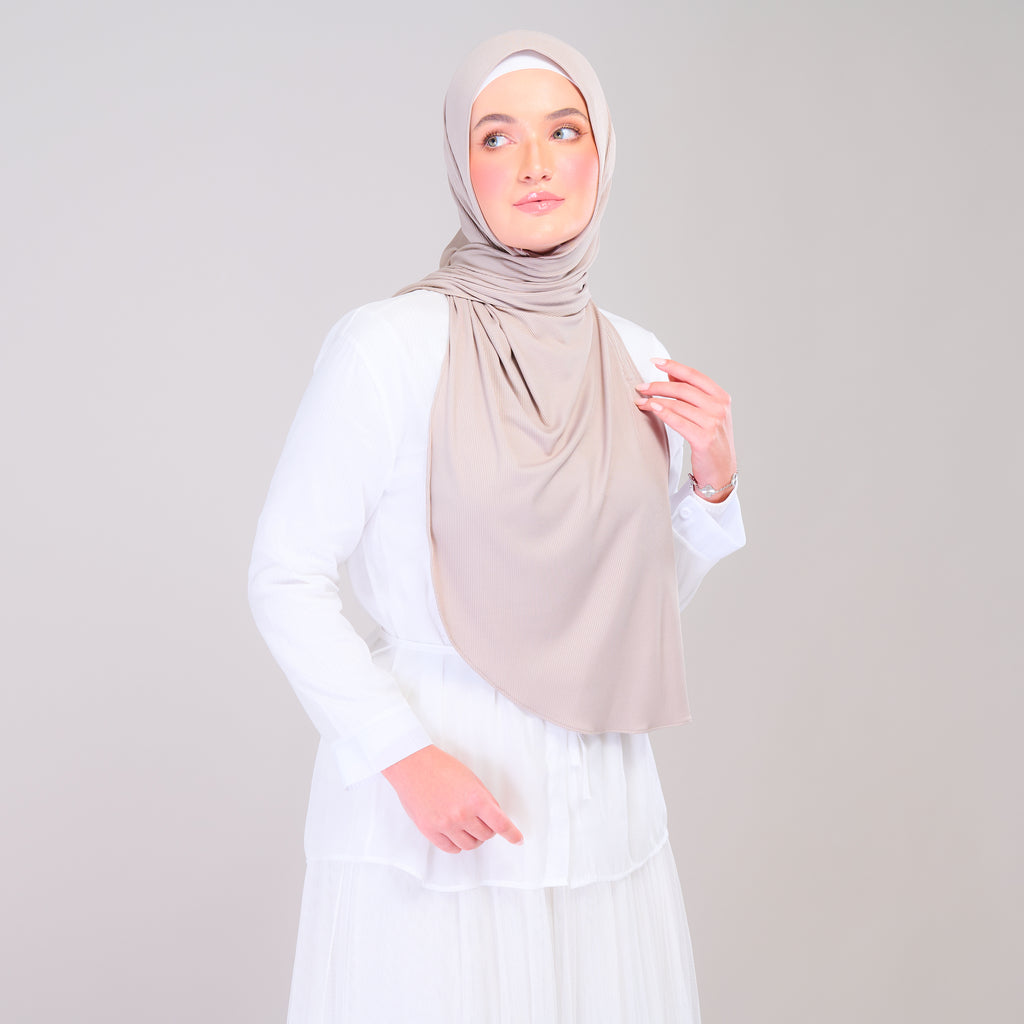 Instant Tag 'n Go Ribbed Jersey Shawl - Natural Sand